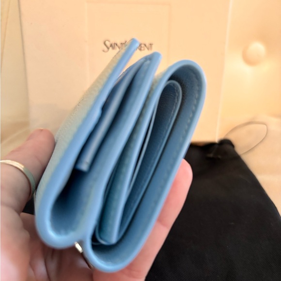 Saint Laurent YSL RARE Blue Ombré Origami Tiny Tri-fold Wallet W/ COA - Picture 4 of 13